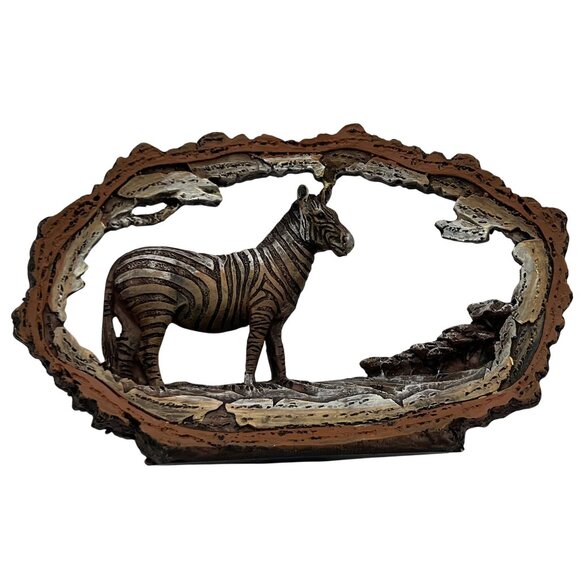 Wildlife Collectibles Hand Carved Bark Zebra Sculpture 7.5"x5" Unique By Horiz - Picture 10 of 14